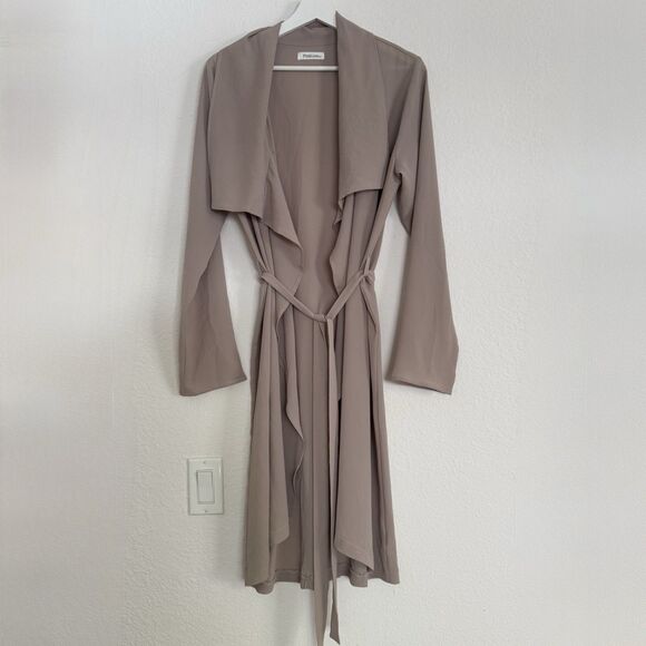 Pink Line Tops - PinkLine Beach Blush Duster Robe Cover Up Size M Dark Beige Khaki Resort Wear